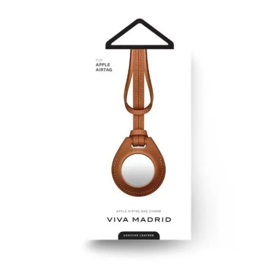 Viva Madrid Airtrax Leather Bag Charm Case For Airtag -Brown